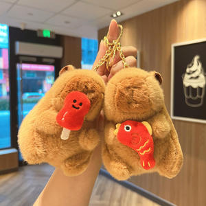 Porte-clés en peluche Capybara avec design de saucisse grillée et poisson Koi, breloque de sac en peluche Kawaii pour cadeau et décoration - Product Image 1