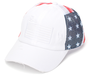 Nouvelle casquette de baseball déchirée et délavée, motif drapeau américain et étoiles, avec ouverture pour queue de cheval, visière incurvée, pour femme, mode, extérieur, été, couvre-chef, casquette enveloppante - Product Image 4