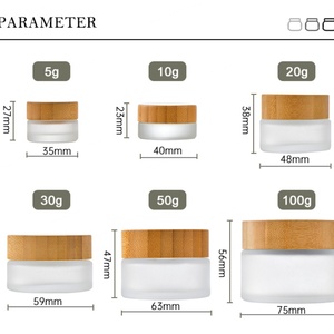 <b>Empty</b> Black Cosmetic Glass <b>Jar</b> 5g 10g 15g 20g 50g 100g 120g Eye Cream Frosted Glass <b>Jar</b> with Bamboo Cap Lid - Product Image 3