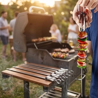 Lot de 6 brochettes plates portables en acier inoxydable, réutilisables, larges, pour shish kebab, bâtonnets de cuisson, qualité alimentaire, résistantes à la chaleur pour barbecue
