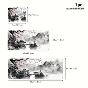 Tapis <span class=keywords><strong>de</strong></span> souris <span class=keywords><strong>de</strong></span> jeu XL style japonais en <span class=keywords><strong>aquarelle</strong></span> noir <span class=keywords><strong>et</strong></span> blanc avec motif <span class=keywords><strong>de</strong></span> fleurs <span class=keywords><strong>de</strong></span> cerisier, tapis <span class=keywords><strong>de</strong></span> bureau étendu pour clavier <span class=keywords><strong>et</strong></span> souris - Product Image 3