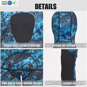 Sbart 5mm 3mm in Neoprene muta con cappuccio 2 pezzi muta da sub mimetica muta da sub <span class=keywords><strong>acqua</strong></span> fredda pesca subacquea muta termica per gli uomini - Product Image 2