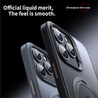 Coque pour iPhone 18 17 16 15 Pro Max + Air avec support magnétique double à rotation 360° et dos rigide mat en métal dissimulé