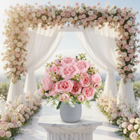 Bouquet de pivoines artificielles en soie à 5 têtes, toucher réel, fait main, pour la Saint-Valentin, mariage, décoration intérieure, toile de fond moderne