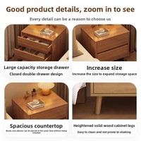 Table de chevet minimaliste italienne en bois massif avec 2 tiroirs, armoire de rangement de luxe légère pour chambre à coucher (assemblée)