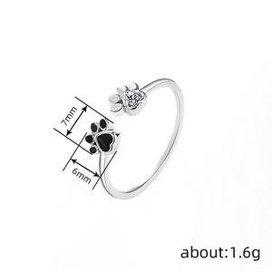 Anello Regolabile a Forma di Zampa di Gatto in Smalto, Gioiello da Dito per Donna, Moda Quotidiana - Product Image 5