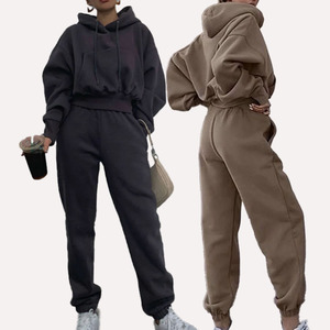 2025 nuovo abbigliamento sportivo da <span class=keywords><strong>donna</strong></span> abbigliamento sportivo abbigliamento da salotto set <span class=keywords><strong>Oversize</strong></span> <span class=keywords><strong>Jogger</strong></span> e felpa con cappuccio 2 pz tuta da ginnastica in cotone da <span class=keywords><strong>donna</strong></span> - Product Image 6