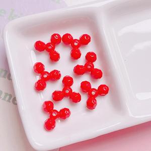 Peinture colorée boule à facettes à trois pétales empilant bricolage chaîne de téléphone portable porte-clés accessoires acrylique perles en vrac - Product Image 6