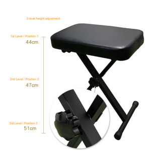 K-705-1B 3-Level Height Adjustment Adjustable <b>Metal</b> Folding Piano Keyboard <b>Bench</b> - Product Image 5