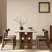 Table de salle à manger moderne en bois massif avec plateau en pierre frittée, ensemble de 6 places, mobilier de maison personnalisable
