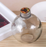 Vente d'usine Bouteille en verre liquide pour jus, parfum, boisson, forme ronde, 250, 300, 350 ml, avec bouchon en aluminium à vis