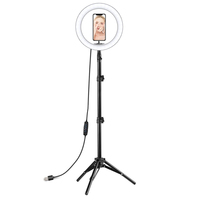 Cincin Lampu Meja Dapat Disesuaikan Pemegang Kamera Pencahayaan Live Stream Makeup Video Konferensi TikTok LED Selfie Cincin Cahaya Webcam