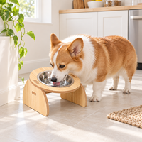 Support de bassin durable en acier inoxydable et bois Zheng Xin, double gamelle anti-renversement pour chats, chatons et petits chiens