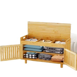 Cross-border <b>bamboo</b> shoe changing <b>stool</b>, shoe cabinet, entrance shoe bench, solid wood shoe rack, simple storage <b>stool</b>, long - Product Image 1