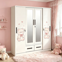 Armoire métallique à 4 portes coulissantes en acier pour chambre de bébé, motif imprimé
