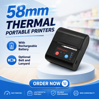 Imprimante thermique portable de reçus et codes-barres 58 mm avec batterie rechargeable, mini-imprimante, prise en charge ODM/OEM