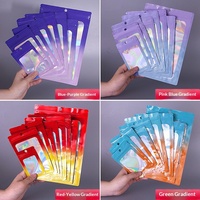 Sachet d'emballage laser coloré transparent à fenêtre, refermable avec fermeture éclair, pour bijoux, montres, lunettes et boucles d'oreilles, pour l'exportation