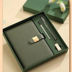 Пользовательский логотип A5 журнал планировщик тетрадь Подарочная коробка набор кожаная обложка в твердом переплете для письма A6 Включает ручку/пополнение-распродажа - Product Image 1