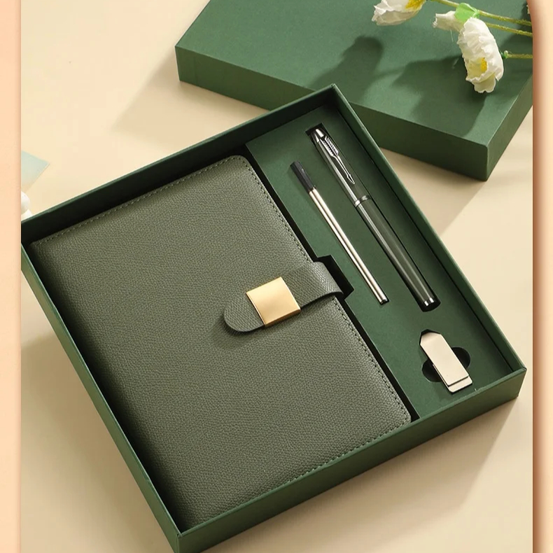 Journal Pen Gift Set - A5 Leather Notebook & Custom Logo - View #2