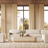 Ensemble de canapé sectionnel en tissu en forme de L, style moderne et luxueux, avec fauteuil d'appoint et table basse en travertin, couleur et taille personnalisables pour le salon