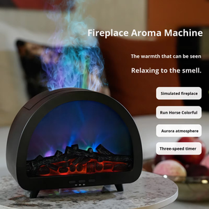 Diffusore di Aromi con Fiamma 3D, Umidificatore a Ultrasuoni con Effetto Legno, Diffusore di <span class=keywords><strong>Oli</strong></span> <span class=keywords><strong>Essenziali</strong></span> <span class=keywords><strong>per</strong></span> Ambienti Interni Secchi - Product Image 2