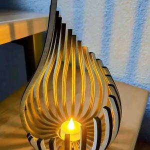 Wooden <b>Candle</b> <b>Holder</b> Tapered Shape Desktop Home Decoration Wedding Use - Product Image 2