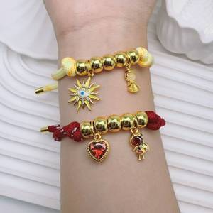 Preciosa Pulsera de Flor/Corazón con Circonitas, Pulsera Colorida de Fresa/<span class=keywords><strong>Cactus</strong></span> con Esmalte, Joyería de Cobre Hecha a Mano Ajustable - Product Image 3