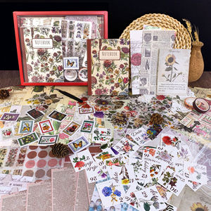 Kit de suministros de álbum de recortes de estética Vintage, Kit de flores DIY, diario de basura, pinzas, cuadrícula A6, cuaderno, papelería para adolescentes y niñas - Product Image 5
