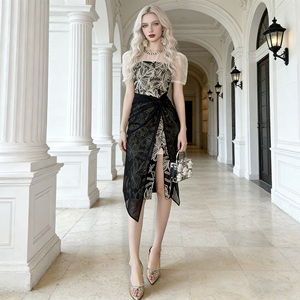sachin and babi light blue dress Liu Jo Short Lace and Velvet Dress, Black, 40 main image 1