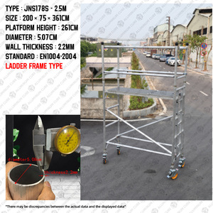 Échelle d'escalade droite en alliage d'<span class=keywords><strong>aluminium</strong></span> moderne simple Double large ensemble complet roues surélevées/abaissées pédales épaisses échafaudage pour - Product Image 6