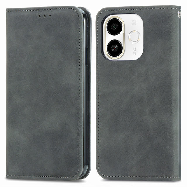 Retro Skin PU Flip Leather case Bag for Tecno Spark 30C 5G, for Tecno Smart 9 Wallet PU Case Cover
