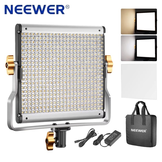 NEEWER NL480 LED Panel Light Video Photography Lighting Kit 3200-5600K CRI 96+ Dimmable Bi-Color LED with U Bracket Video Light