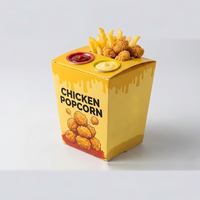 Emballage personnalisé en gros pour la restauration rapide : Boîte 2-en-1 pour poulet frit et popcorn avec compartiments pour sauce, idéale pour la vente de street food et les collations