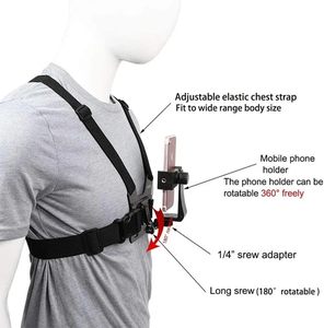 Harnais élastique réglable avec support de téléphone rotatif à 360 ° pour accessoires de caméra de sport GoPro Hero et Insta360 One - Product Image 2