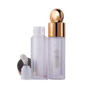 5ML New Design Transparent Lipgloss Containers Clear Wand With Big Doe Foot Lip Oil Tube Gold Lid Cosmetic Packaging In Stock