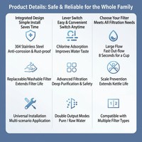 Filtre universel manuel pour robinet de cuisine avec éléments en charbon actif et en céramique, nettoyable et réutilisable