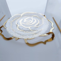 Napperons en acrylique découpé au laser en forme de fleur napperons décoratifs de table en acrylique doré assiettes de présentation florales en acrylique