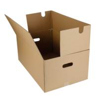 EW-cajas de cartón corrugado con diseño de agujeros, cajas de almacenamiento con asas para documentos, venta al por mayor