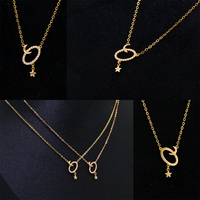 Collier pendentif en or 18 carats avec diamant naturel, luxe unisexe, à porter au quotidien, cadeau tendance, connexion lune et étoile, romantique