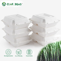 Boîte alimentaire écologique jetable en bagasse de canne à sucre, 9 pouces, 3 compartiments, qualité alimentaire, pour hôtels et camping