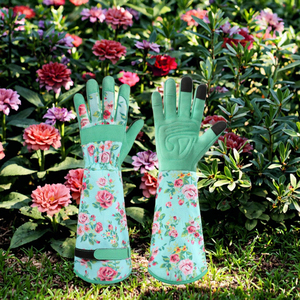 Women's Long Sleeve <b>Gardening</b> Gloves Nylon Gauntlet Cuff <b>Hook</b> Loop Closure Light Protective Hand Wash Care Imported for Yard - Product Image 3