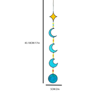 Attrape-soleil personnalisé en vitrail Art Déco fait main, motif croissant de lune et étoile, phases de lune uniques, décoration intérieure
