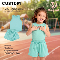 Ensemble de vêtements d'été pour filles DH ODM tendance vert menthe, ensemble haut court à col rond et short très extensible, vente en gros pour boutiques
