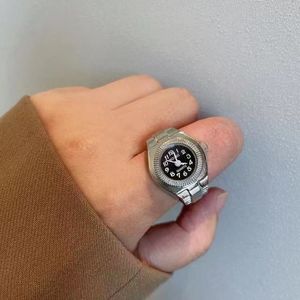Vintage Punk doigt montre Mini bracelet élastique alliage montres Couple anneaux bijoux horloge rétro romain Quartz montre anneaux femmes hommes - Product Image 3
