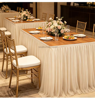 Jupe de table en mousseline de soie perlée, drapé de table de dessert élastique, personnalisable, pour décoration de fête, hôtel, banquet, anniversaire