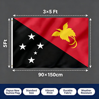 Bendera Papua Nugini 3x5 FT 90x150cm Cetak Digital 100D Poliester Tahan Cuaca dengan Lubang Kuningan untuk Hari Kemerdekaan
