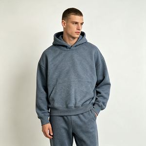 men's hoodies New Design French Terry <b>Drop</b> Shoulder Oversized <b>Box</b> Hoodies Top Quality 100% Cotton Heavyweight Blank Boxy Hoodie - Product Image 3