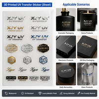 Étiquettes transparentes imprimées en 3D avec transfert UV, résistantes à l'eau, de luxe, avec impression de logo de marque métallique, autocollant de transfert UV XJY