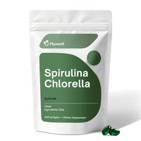 Suplemen Softgel Spirulina dan Chlorella 240 Kapsul Label Pribadi untuk Dewasa, Campuran Alga Hijau, Mendukung Kesehatan Fisik Harian