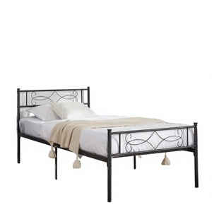 Lit plateforme moderne en métal taille Queen avec rangement, cadre en fer épais, mobilier de chambre pour usage hôtelier - Product Image 3